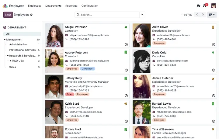 empleados odoo erp